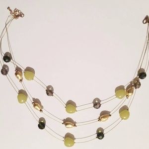 Gold Green Black Gem Stone Fine Jewelry Necklace